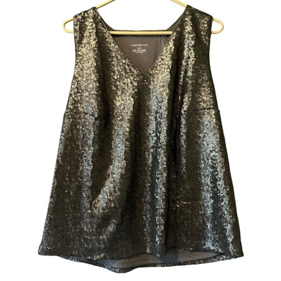 Lane Bryant Women’s‎ Sequin Tank Top Sleeveless Grey Plus Size 14/16 Formal - Picture 1 of 7